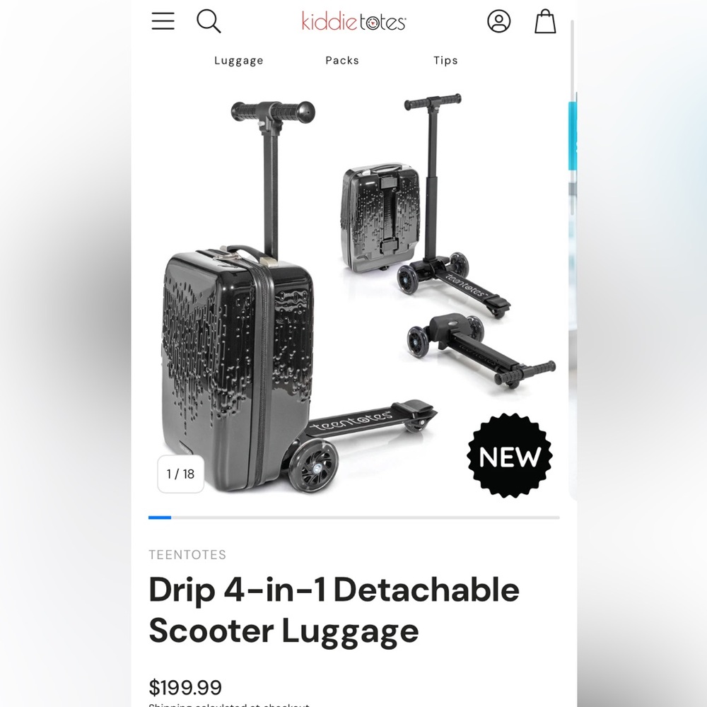 Kiddietotes Drip 4-in-1 Detachable Scooter Luggage